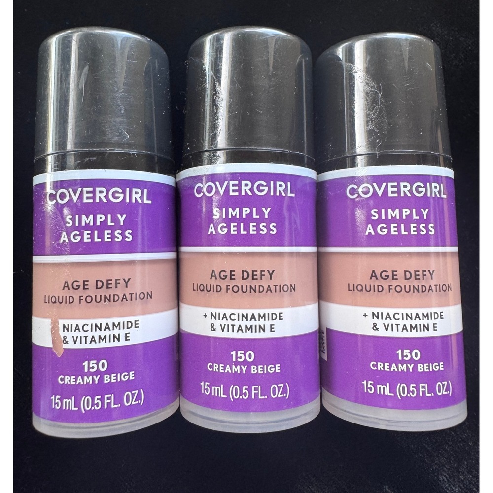3x Covergirl Simply Ageless Age Defy Liquid Foundation 150 Creamy Beige 15mL New